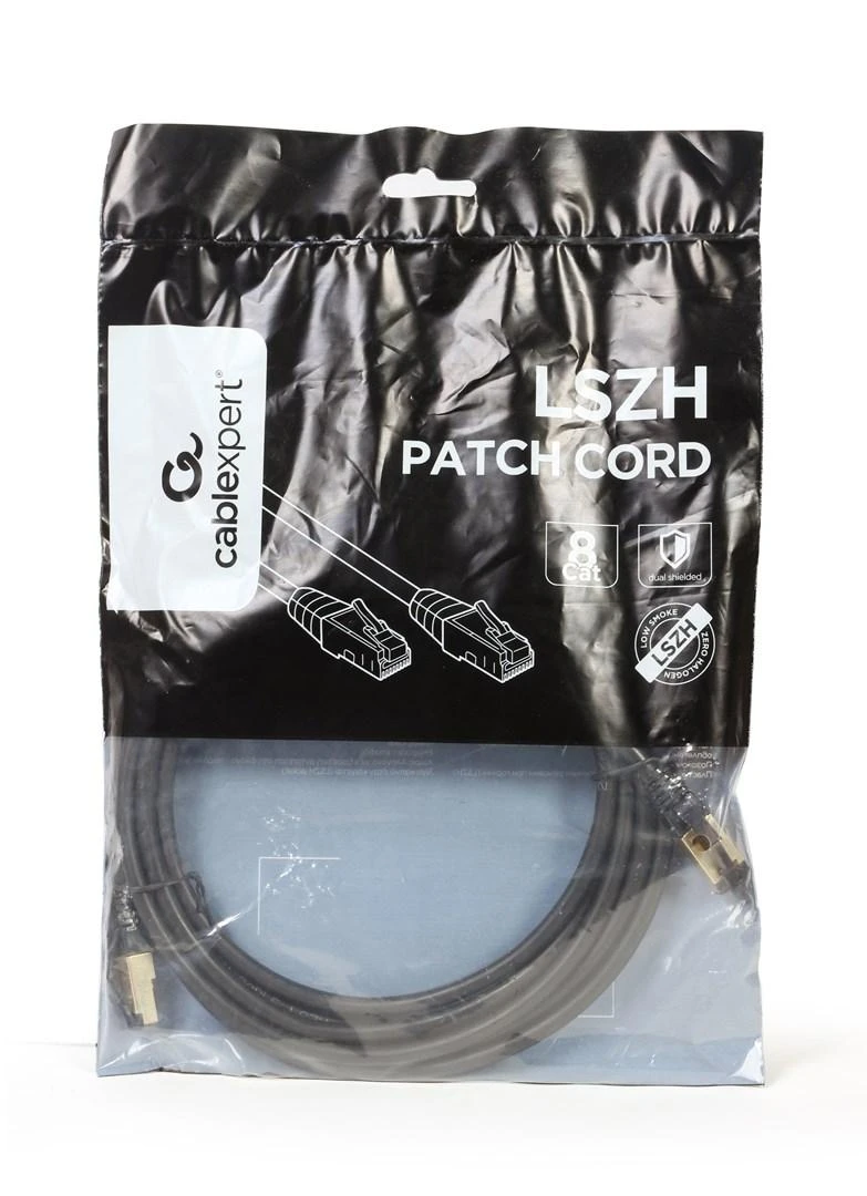 GEMBIRD PP8-LSZHCU-BK-0,5M S/FTP Kat. 8 LSZH patch laidas juodas 0,5m