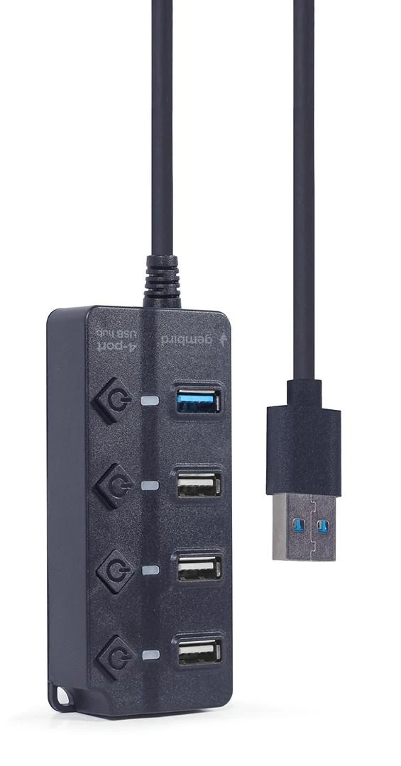 Gembird 4-port USB šakotuvas su jungiklių panelėmis