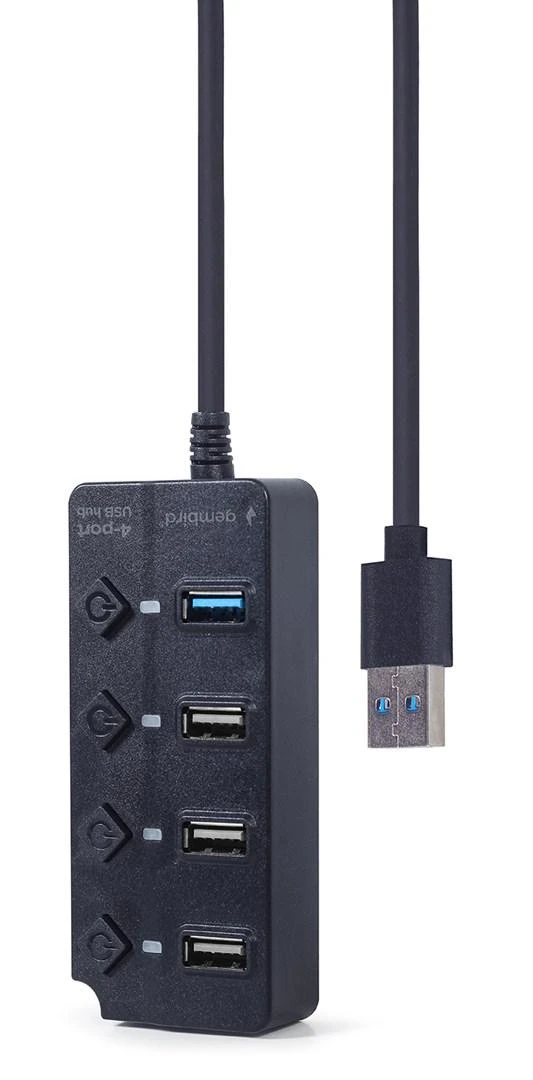 GEMBIRD 4-port USB HUB 1 x USB 3.1 + 3 x USB 2.0 juodas