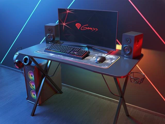 Žaidimų stalas Genesis Holm 200 RGB Gaming Desk, su pašvietimu
