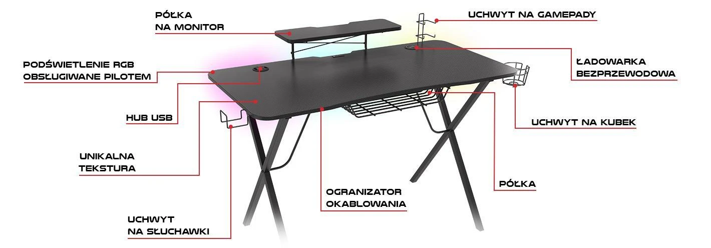 Žaidimų stalas Genesis Holm 300 RGB, Juodos spalvos