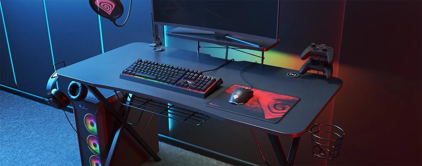 Žaidimų stalas Genesis Holm 300 RGB, Juodos spalvos