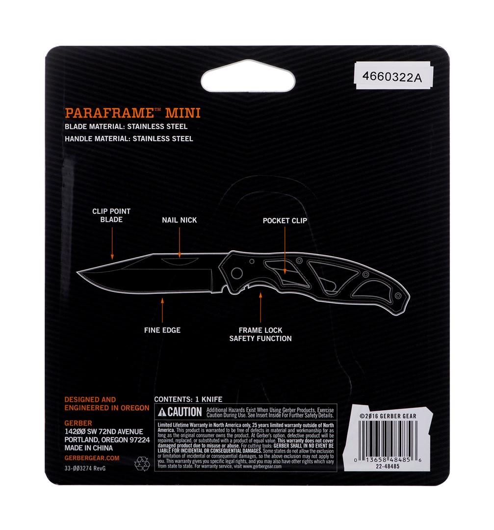 Gerber Essentials Paraframe Mini - Stainless, Fine Edge Peilis