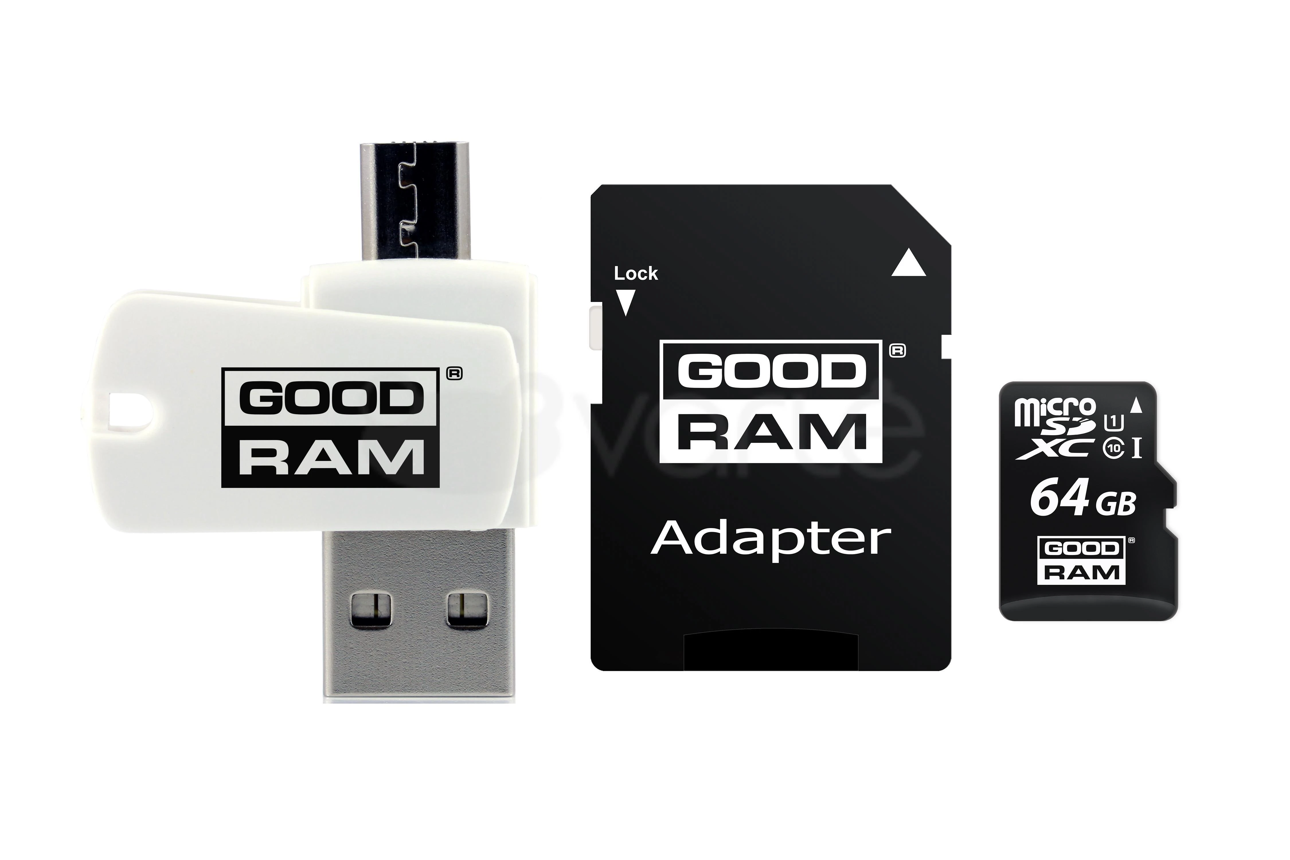 Oem 64GB 100 MB/s Micro SD atminties kortelė Goodram M1A4 - OTG adapteris