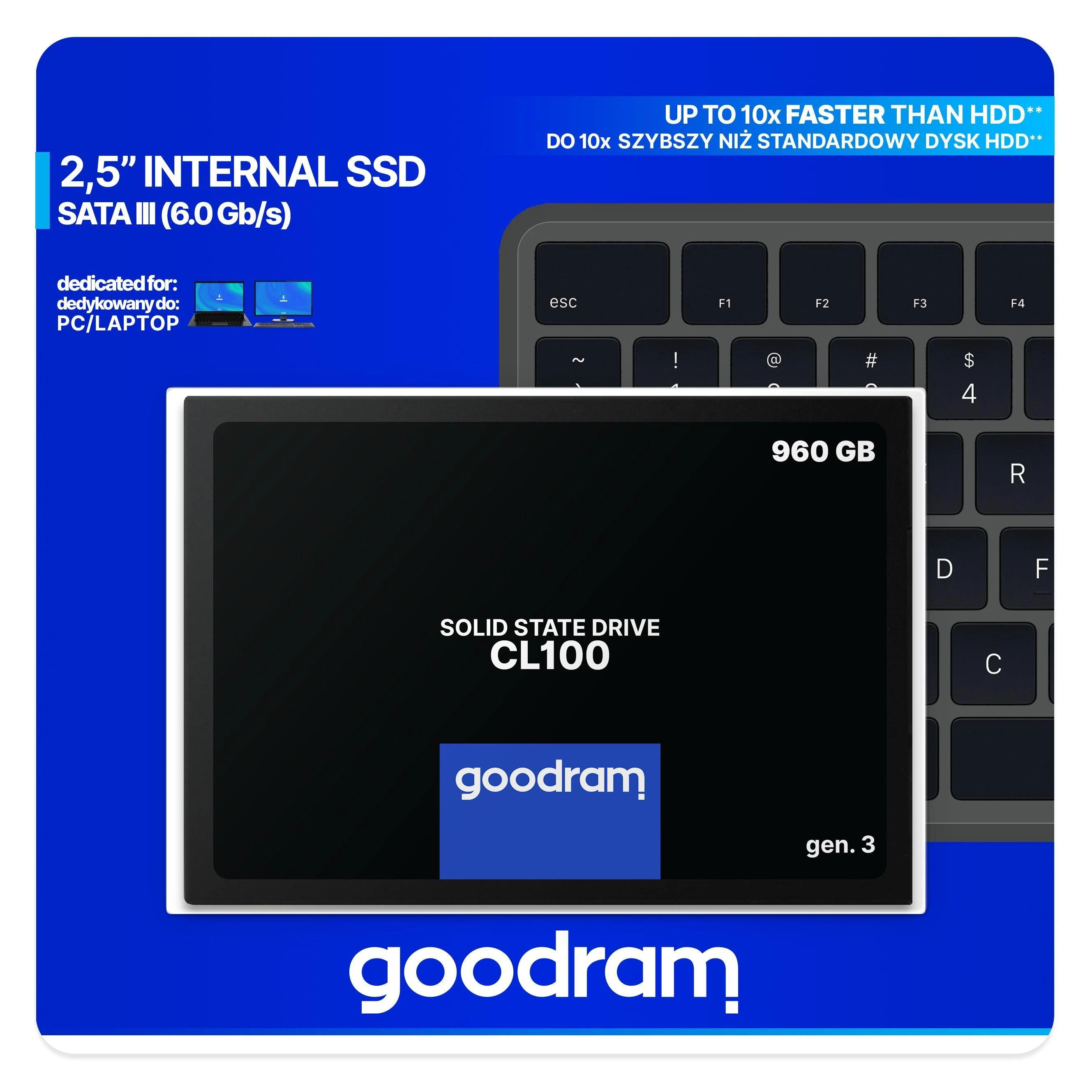 GOODRAM SSD CL100 GEN.3 960GB 2,5" SATA3 540/460 MB/s