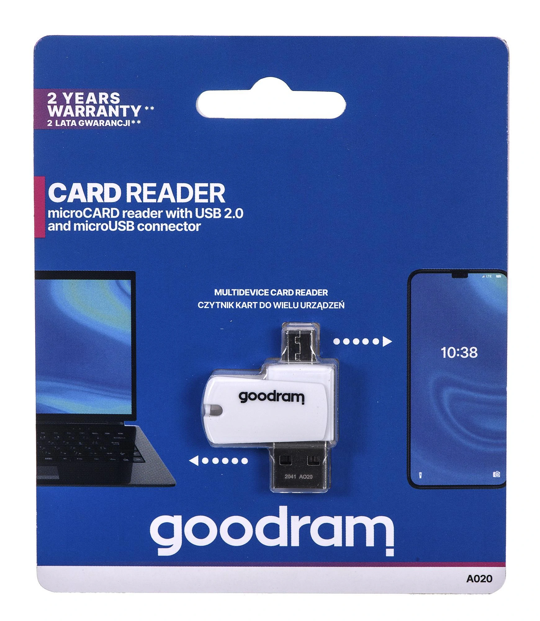 Micro SD kortelių skaitytuvas Goodram OTG (USB+microUSB)