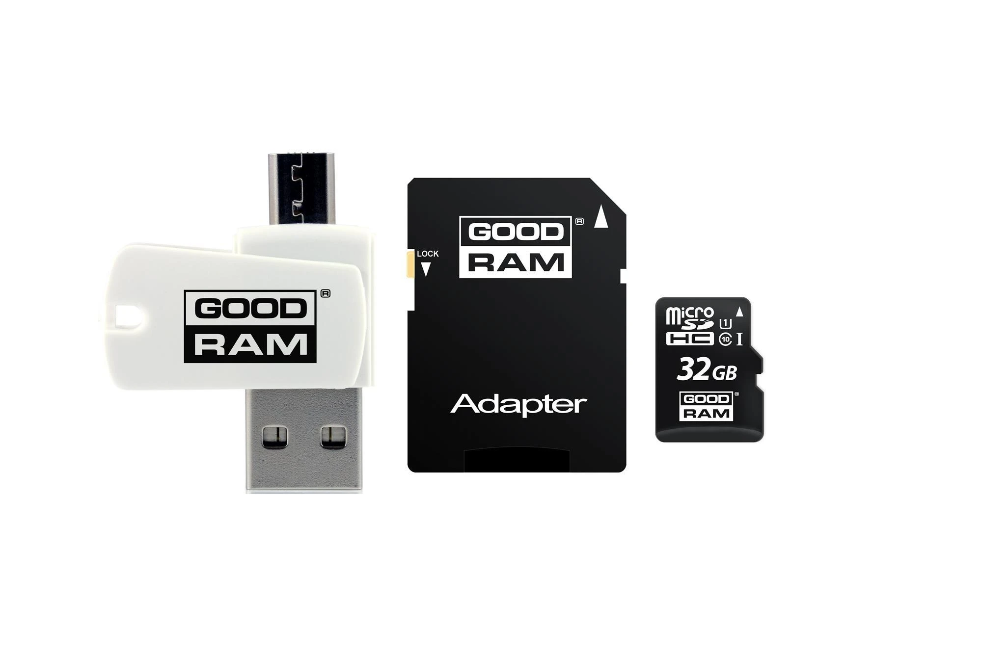 Oem 32GB 100 MB/s Micro SD atminties kortelė Goodram M1A4 - OTG adapteris