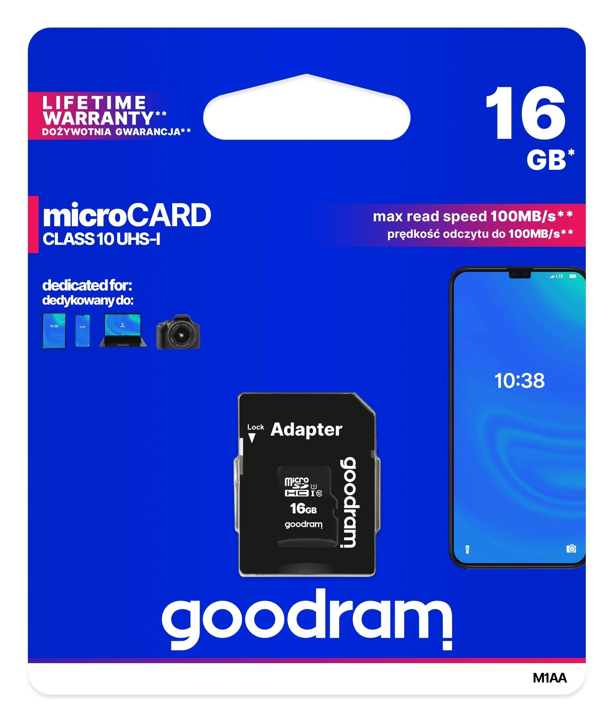 Swirl® GoodRam Atminties kortelė MICRO CARD cl 10 UHS I, 16GB + adapteris