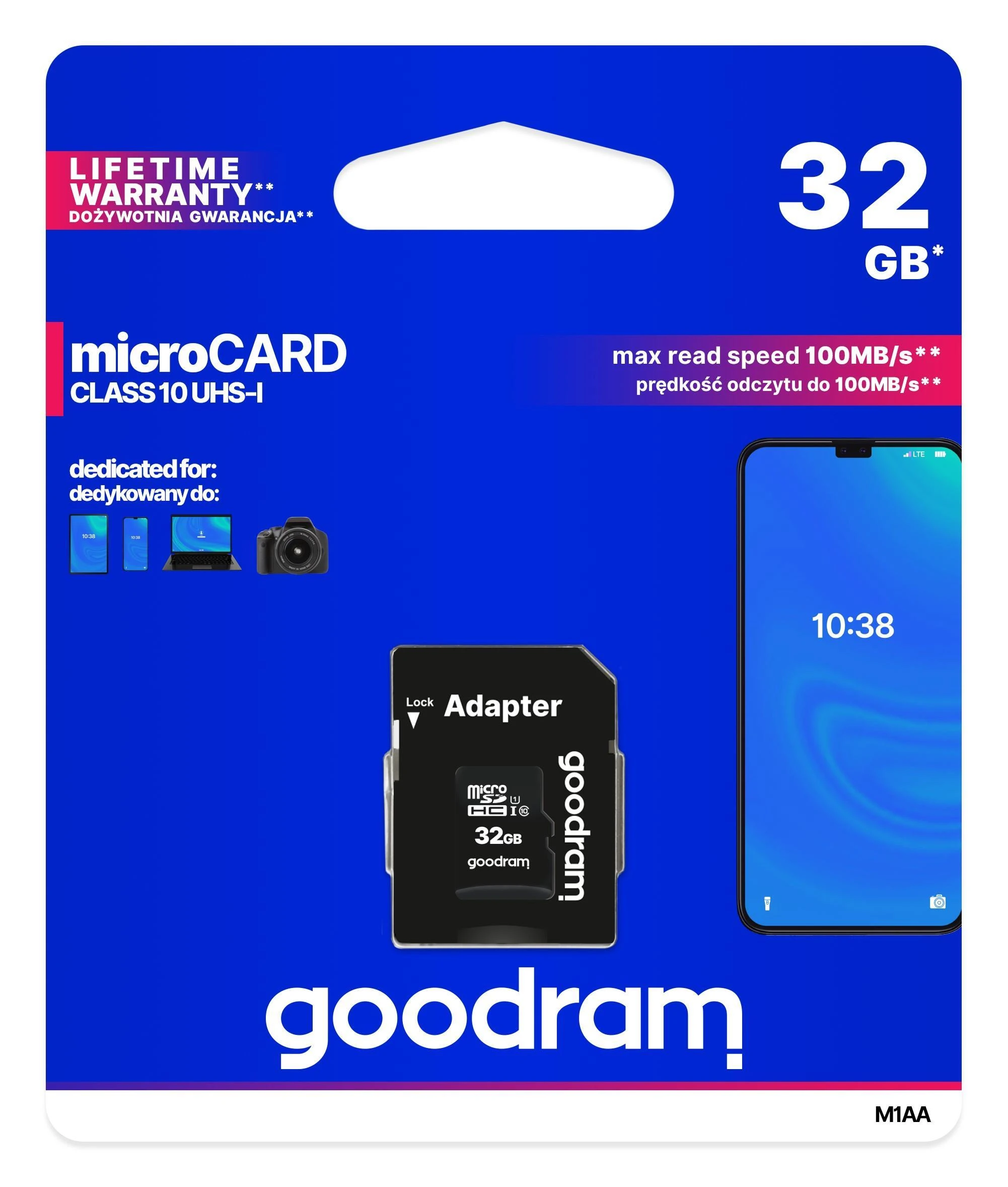 Atminties kortelė GOODRAM 32 GB Micro SDHC class 10 UHS I, su adapteriu