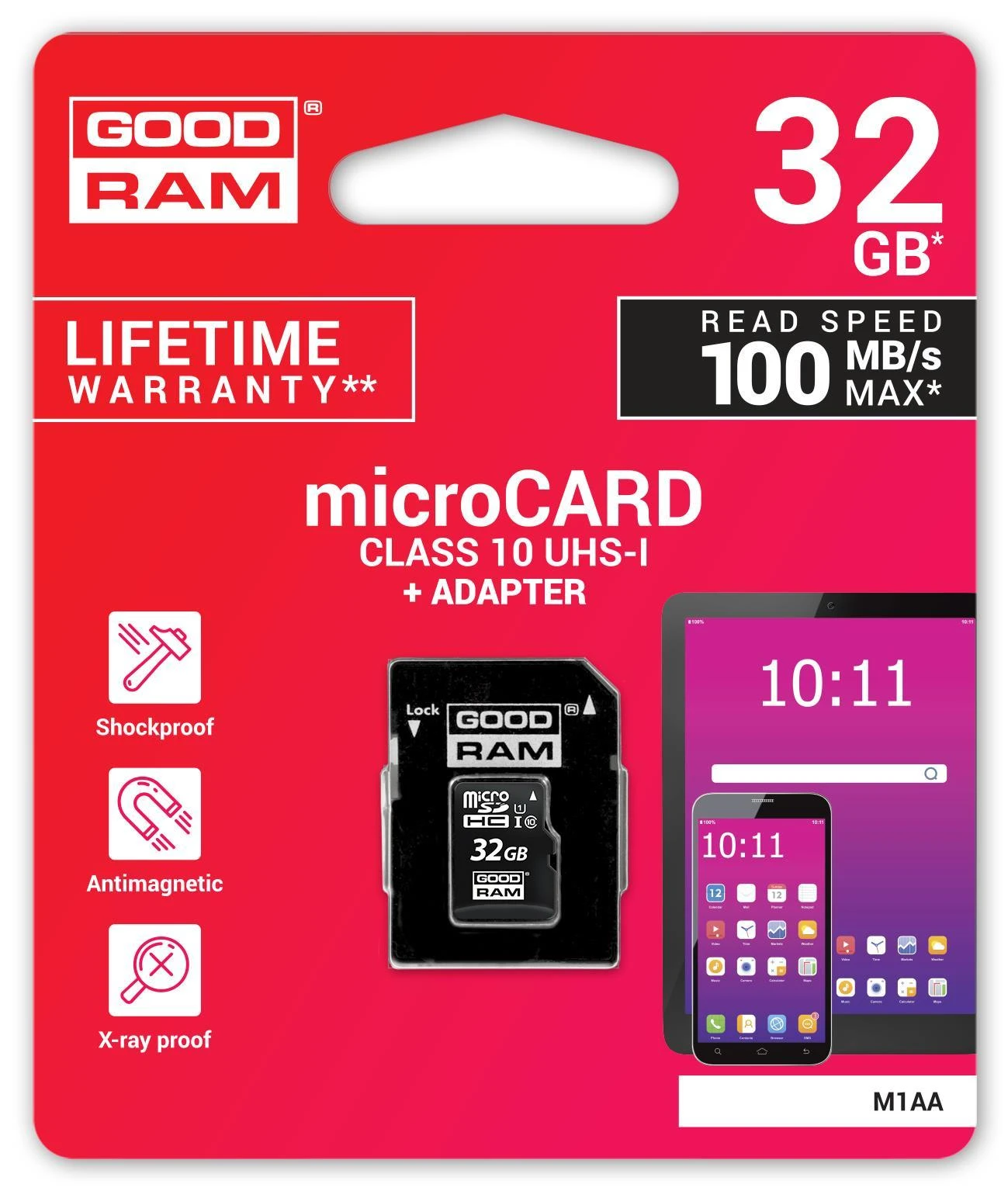 Atminties kortelė GOODRAM 32 GB Micro SDHC class 10 UHS I, su adapteriu