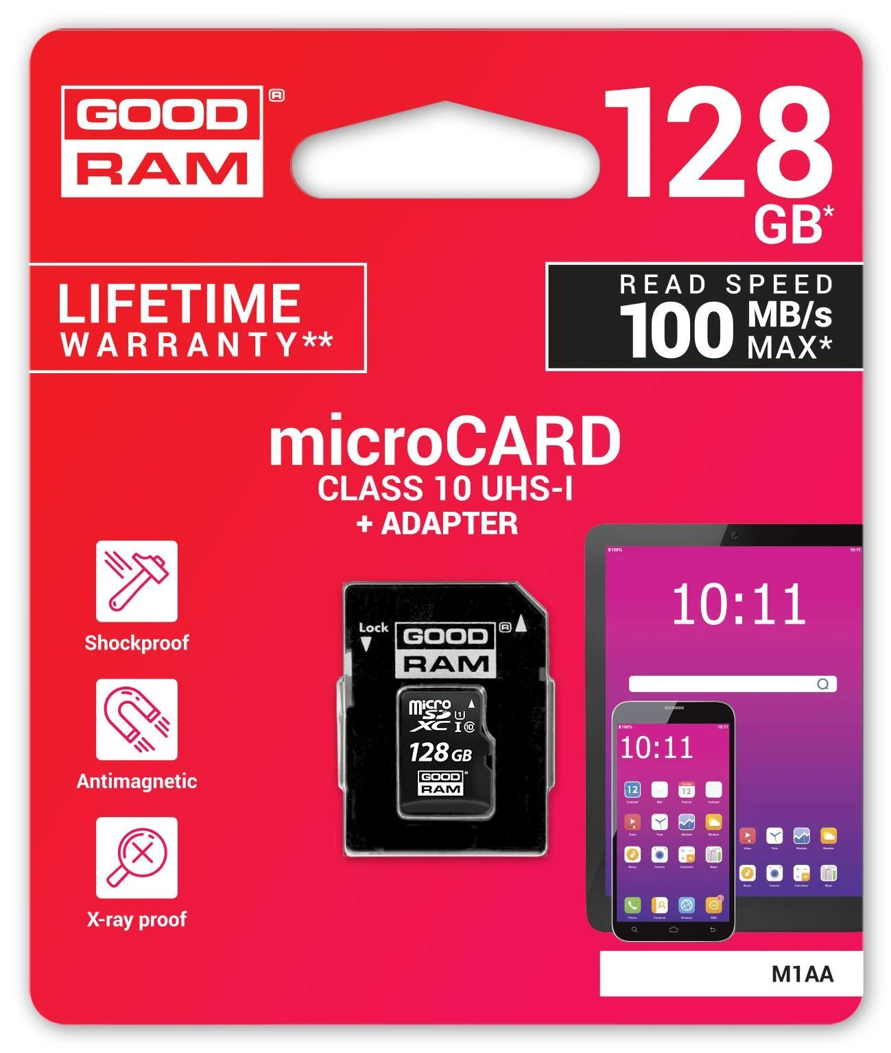 GoodRam Atminties kortelė Micro SDHC class 10 UHS I 128GB + adapteris