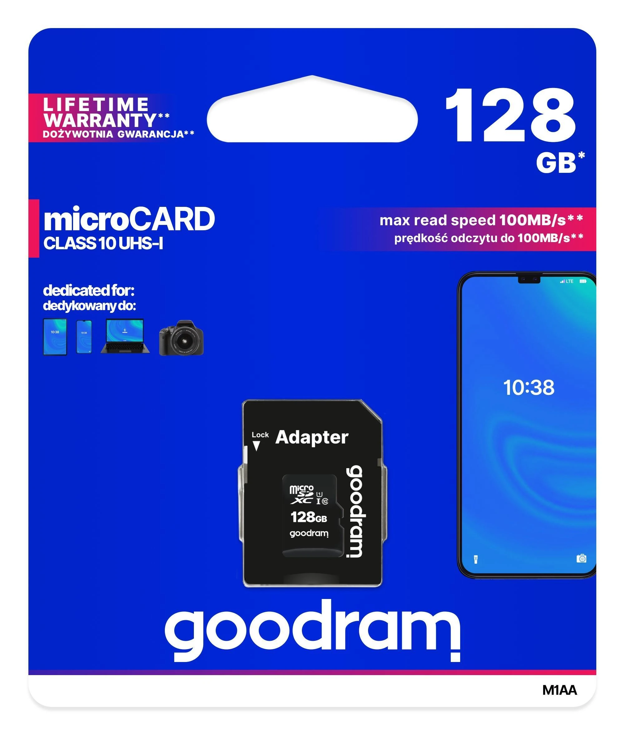 GoodRam Atminties kortelė Micro SDHC class 10 UHS I 128GB + adapteris