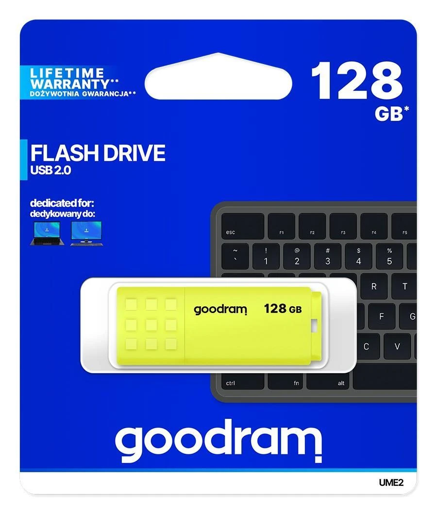 GOODRAM UME2-1280Y0R11 GOODRAM atmintis USB UME2 128GB USB 2.0 Geltona