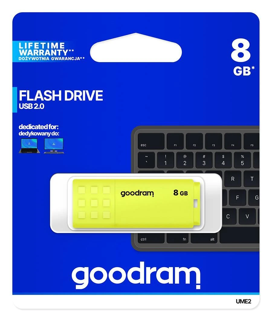 GOODRAM UME2-0080Y0R11 GOODRAM atmintis USB UME2 8GB USB 2.0 Geltona