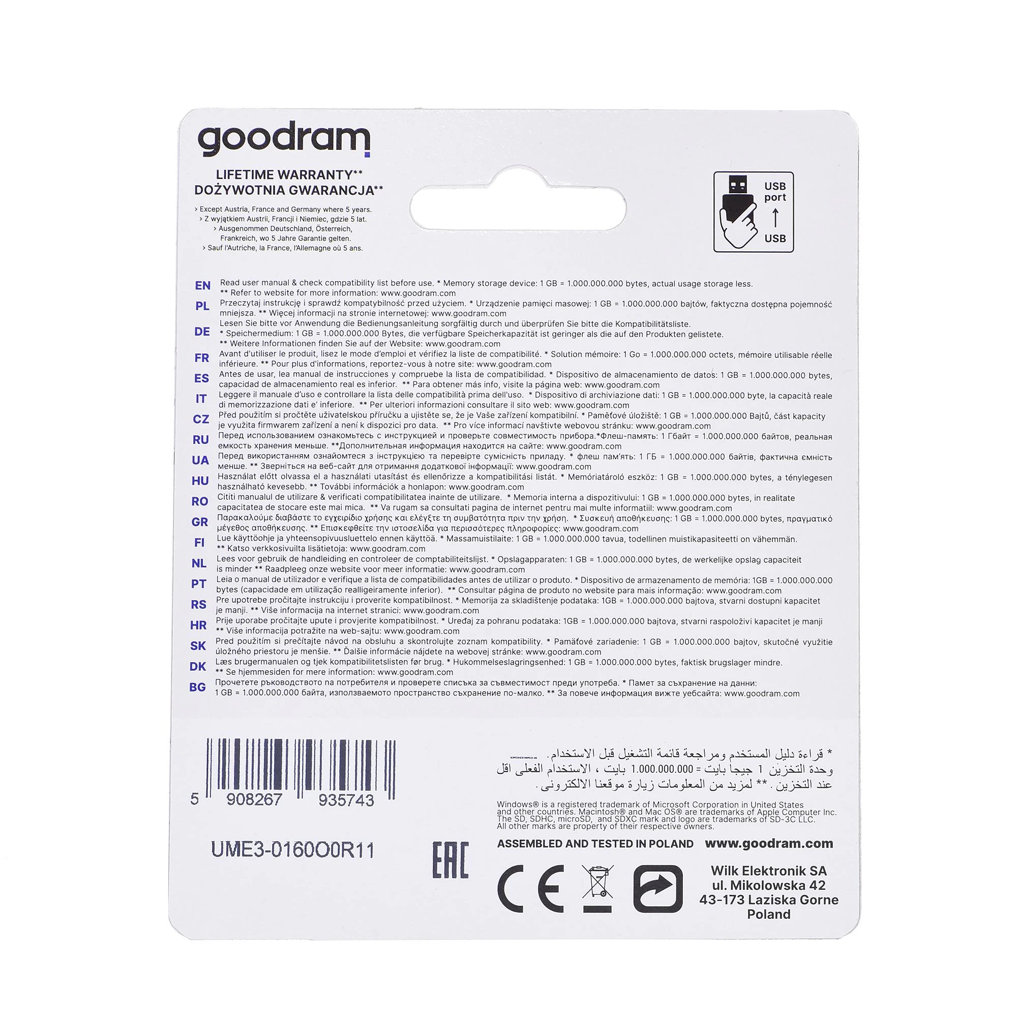 GOODRAM UME3-0160O0R11 GOODRAM atmintis USB UME3 16GB USB 3.0 Oranžinis