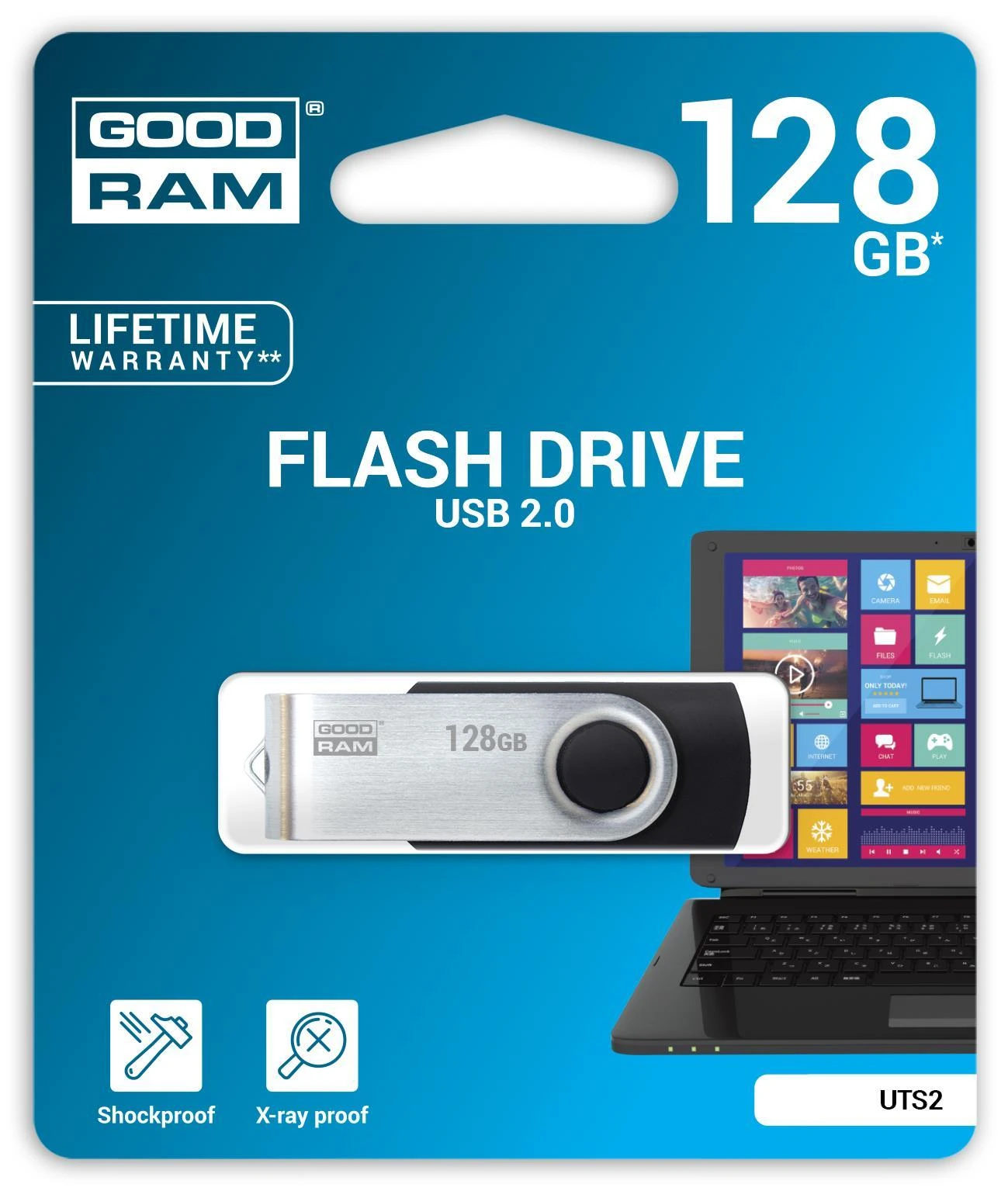 GOODRAM UTS2-1280K0R11 GOODRAM atmintis USB UTS2 128GB USB 2.0 Juodas