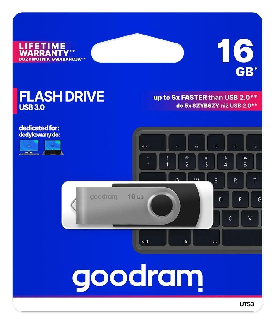 Atmintinė USB 3.0 GOODRAM UTS3 16GB, juoda sp.