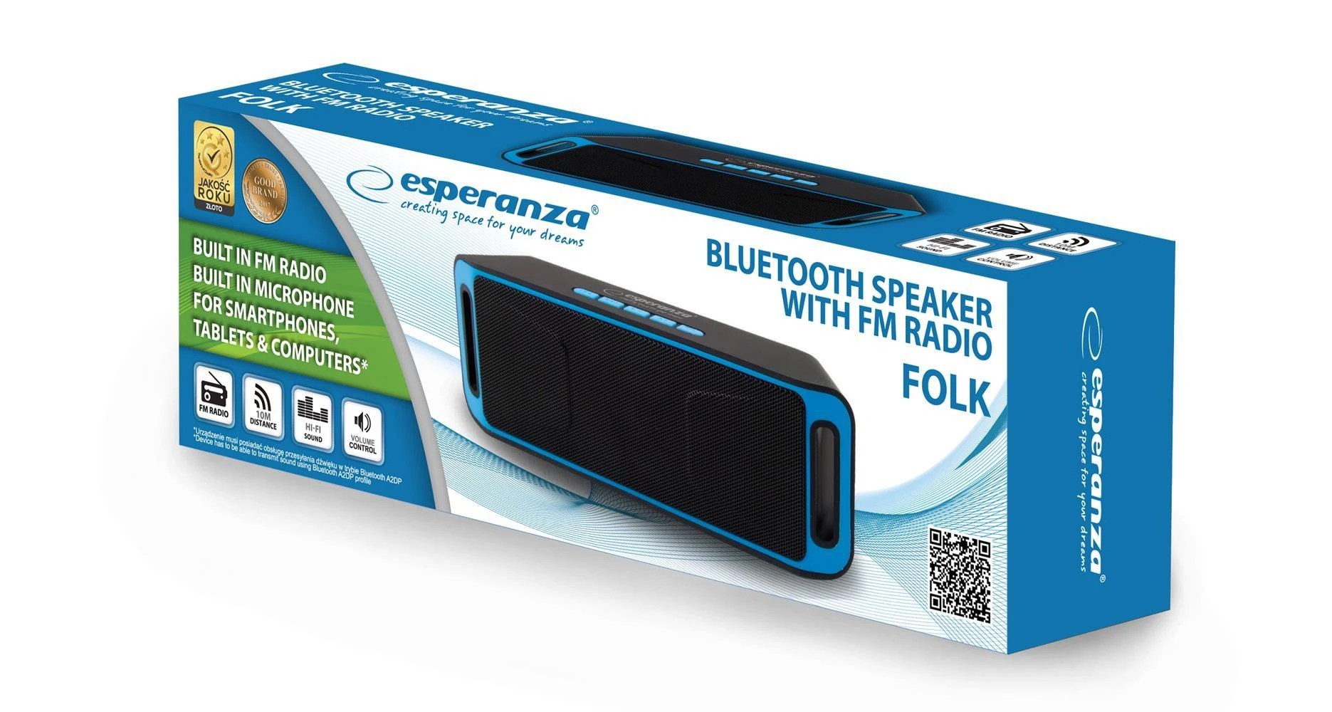 ESPERANZA EP126KB FOLK - Bluetooth kolonėlė su integruotu FM radiju