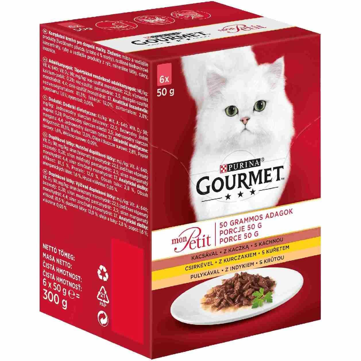 Purina Nestle Drėgnas Kačių Maistas - Gourmet Mon Petit Paukštienos Mišinys 6 X 50 g