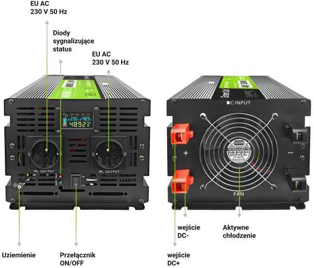 Green Cell Žalias Cell Automobilio maitinimo inverteris Žalias Cell® 12V–230V, 500W/1000W