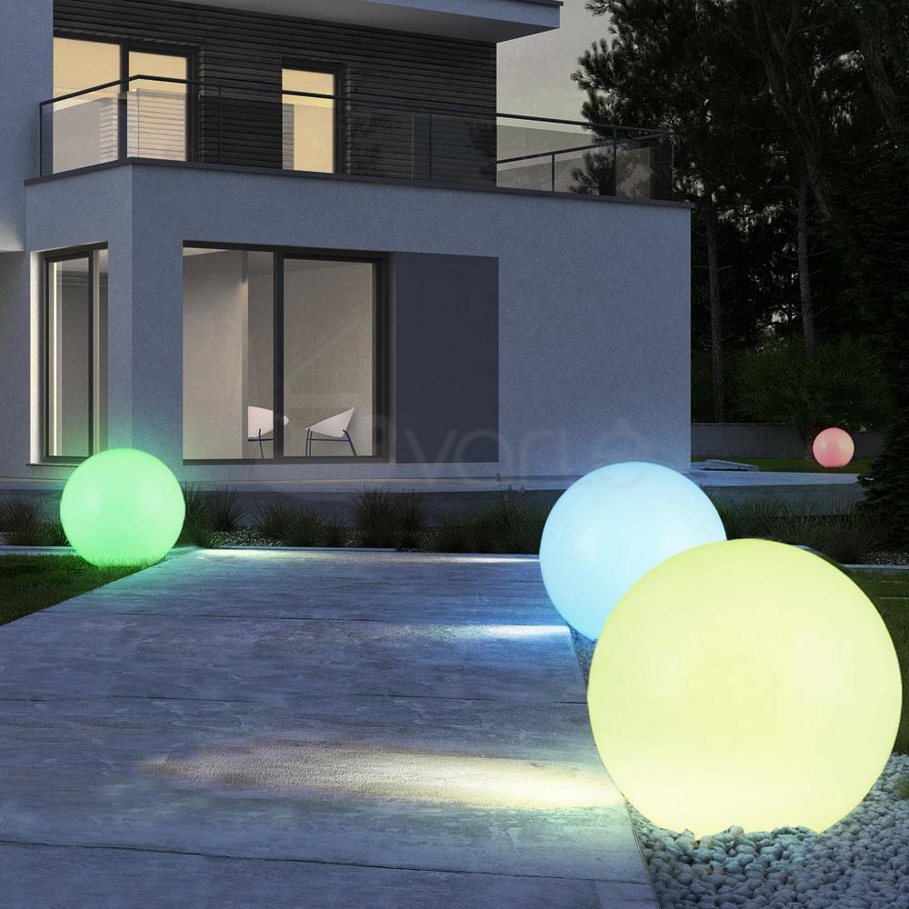 Solarna „GreenBlue“ saulės energija varomas šviestuvas, laisvai pastatomas, sodo, rutulio formos, 25x25x58cm, RGB LED, GB165