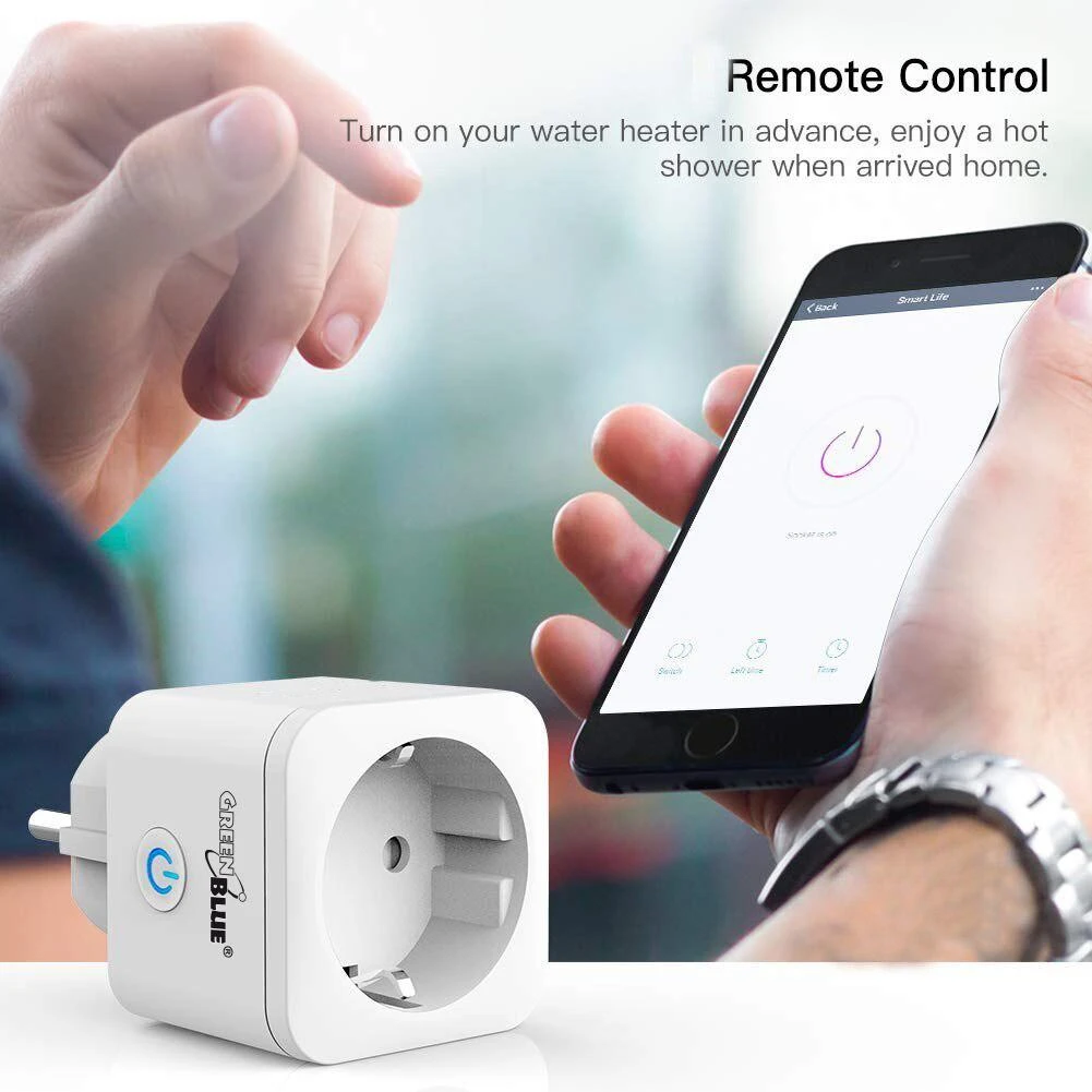 GreenBlue WiFi nuotolinio valdymo lizdas, Android/iOS/Alexa/Google Home, energijos trūkumai. Energija, laikmatis, maks. 3680W, F tipas, GB720 F