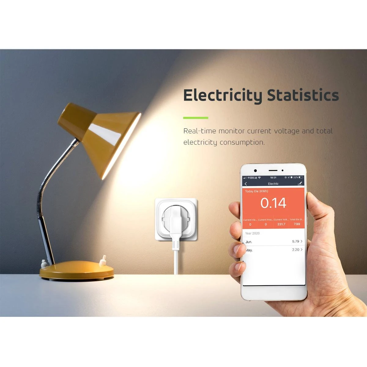 Zdalnie „GreenBlue“ nuotolinio valdymo WiFi lizdas, „Android“ / „iOS“ / „Alexa“ / „Google Home“, energijos suvartojimas, laikmatis, maks. 3680 W, E tipas, GB720 E