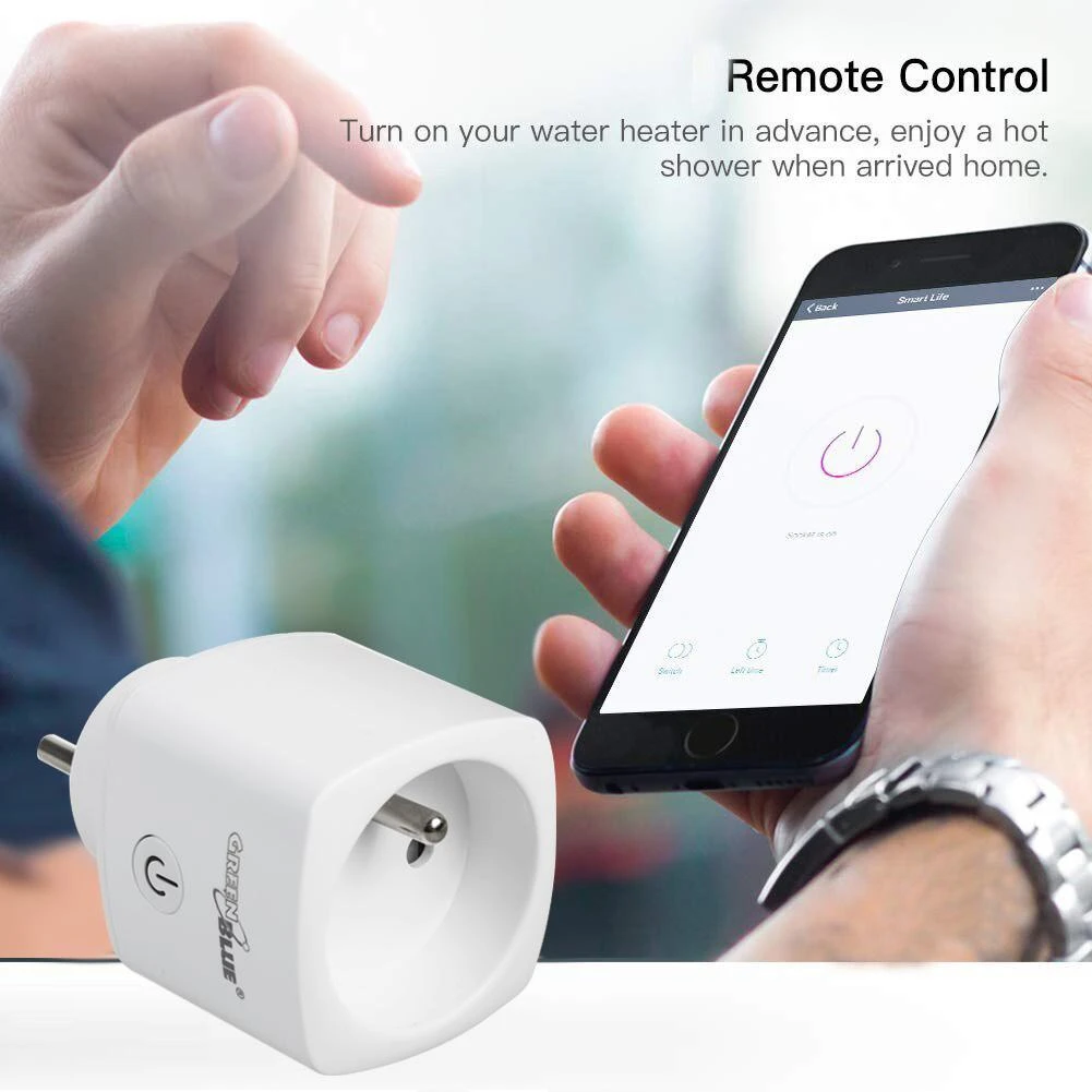Zdalnie „GreenBlue“ nuotolinio valdymo WiFi lizdas, „Android“ / „iOS“ / „Alexa“ / „Google Home“, energijos suvartojimas, laikmatis, maks. 3680 W, E tipas, GB720 E