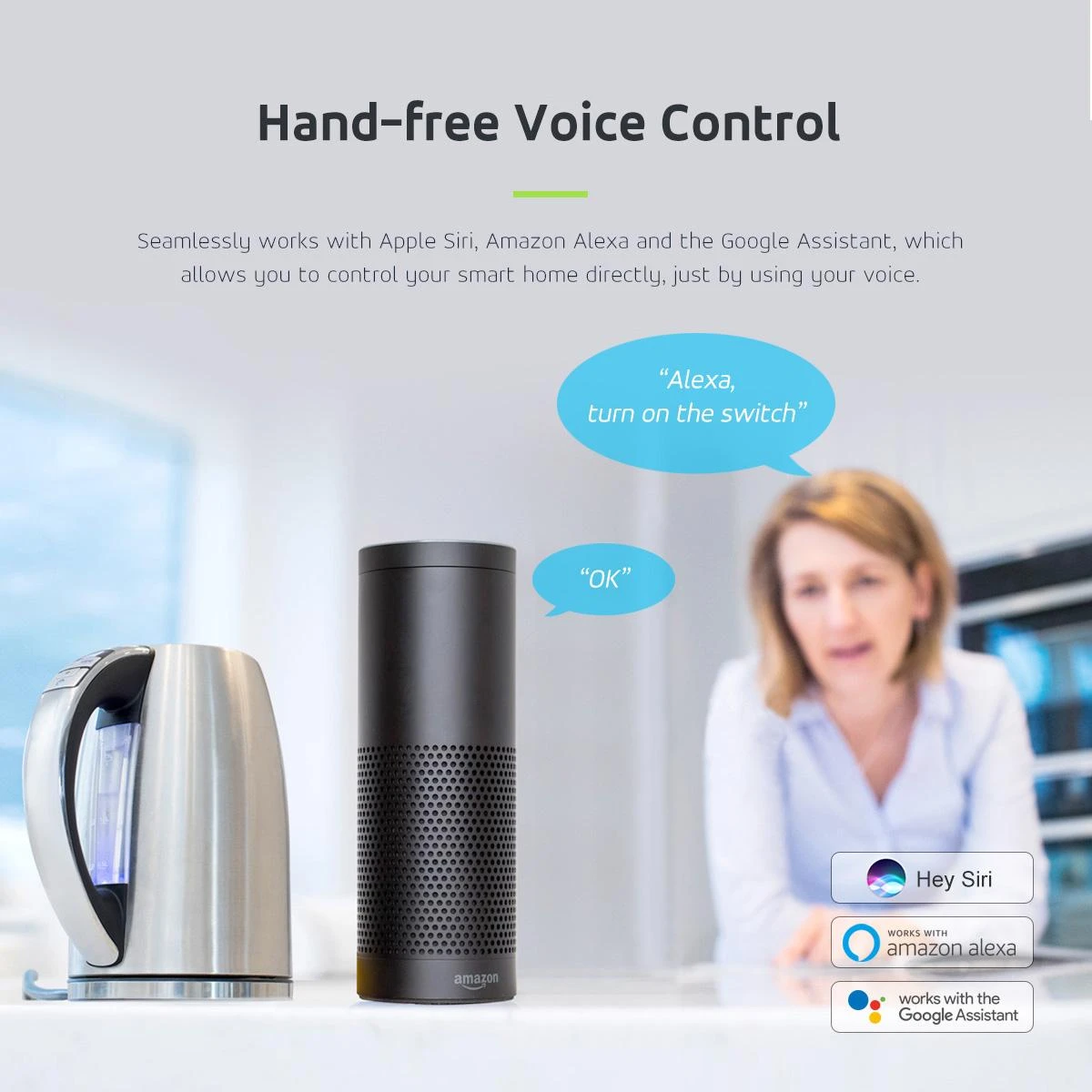 GreenBlue WiFi nuotolinio valdymo lizdas, Android/iOS/Alexa/Google Home, energijos trūkumai. Energija, laikmatis, maks. 3680W, F tipas, GB720 F