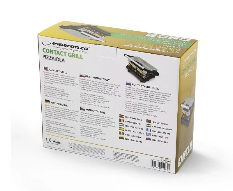 Grilis electric Esperanza Pizzaiola EKG005 (contact, 750W, inox color)