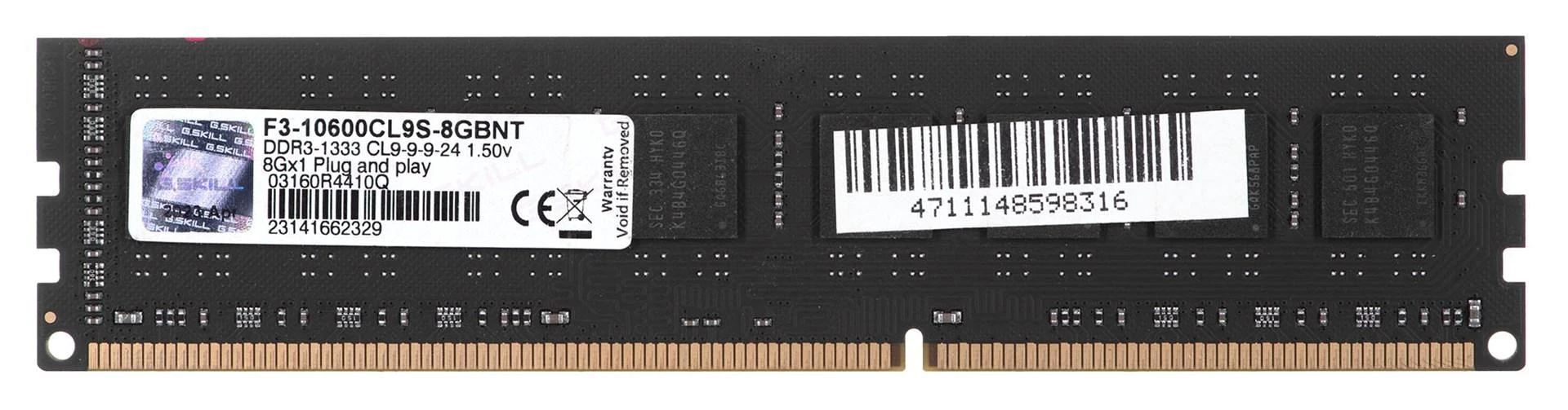 RAM G.Skill | Vertė | 8 GB | DDR3 | 1333 MHz | PC/serveris | Registracijos Nr. | ECC Nr