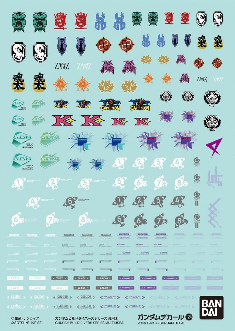 Bandai Gundam Decal Nr.124 (HG) – Build Divers serijos dekalės