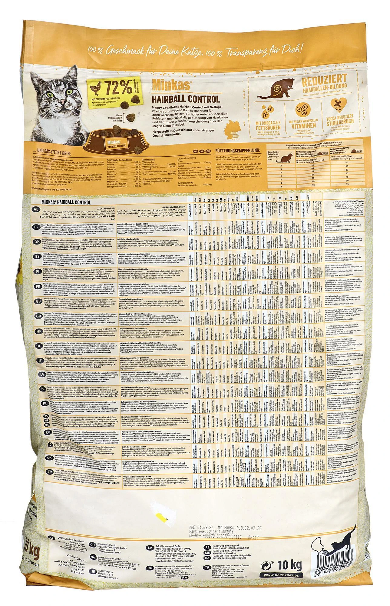 Happy Cat MILKAS plaukų kamuolio kontrolė - nuo trikdžių, 10 kg