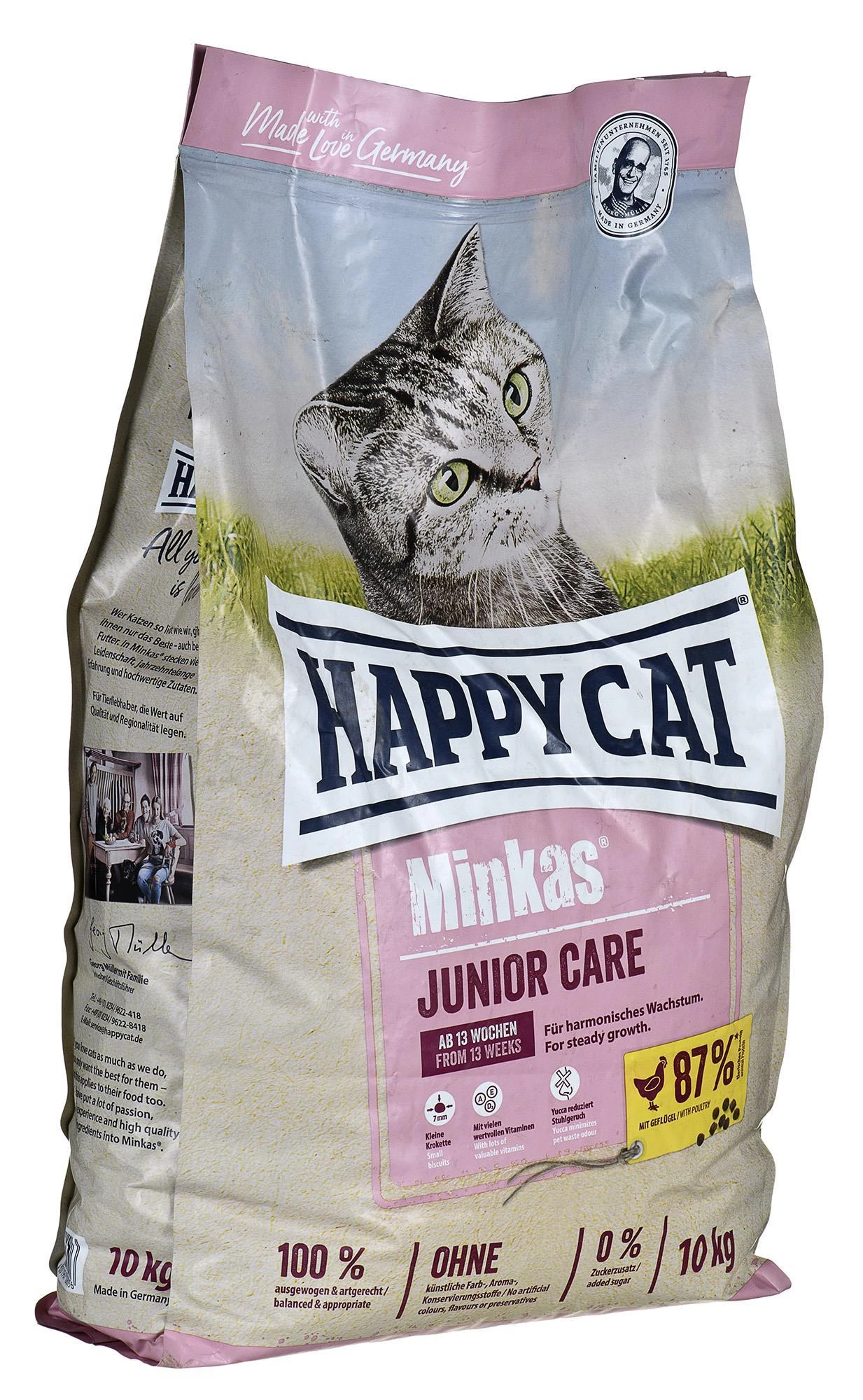 Happy Cat Minkas Junior Care 10kg sausas maistas katėms nuo 13 metų iki 1 metų amžiaus