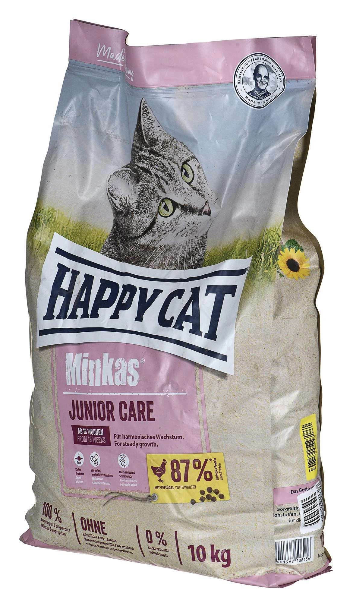 Happy Cat Minkas Junior Care 10kg sausas maistas katėms nuo 13 metų iki 1 metų amžiaus