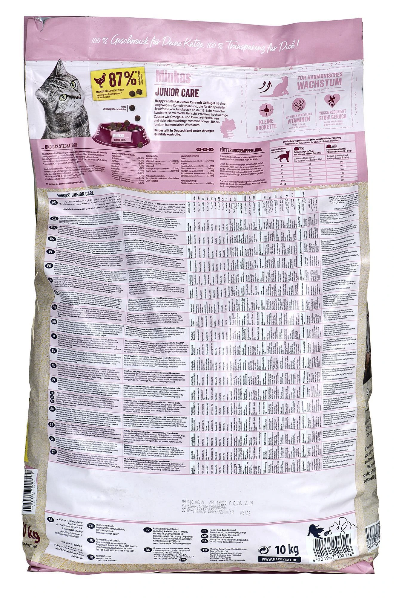 Happy Cat Minkas Junior Care 10kg sausas maistas katėms nuo 13 metų iki 1 metų amžiaus