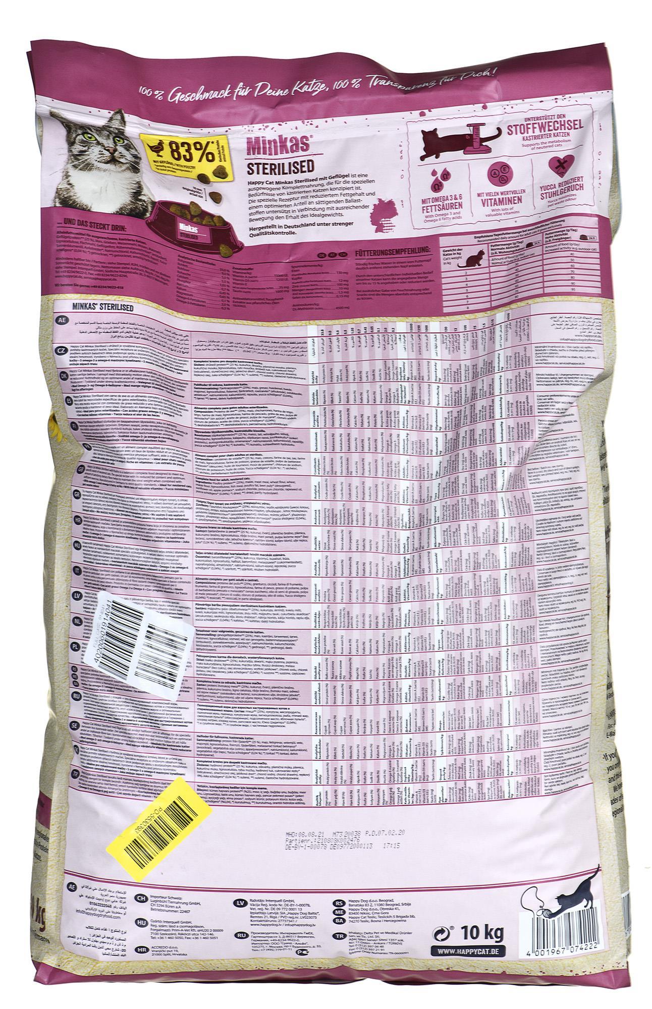 Happy Cat Minkas sterilizuota paukštiena 10 kg