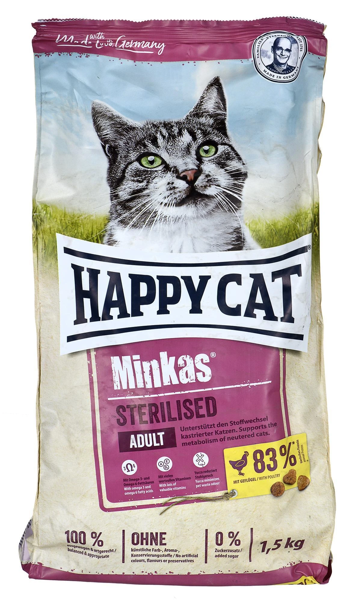 Happy Cat Minkas Sterilizuotas Geflügel (Paukštienė) 1,5kg