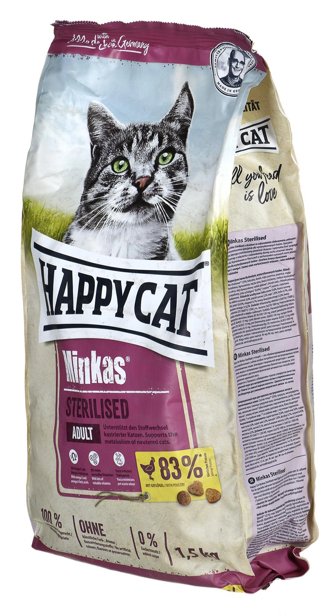 Happy Cat Minkas Sterilizuotas Geflügel (Paukštienė) 1,5kg