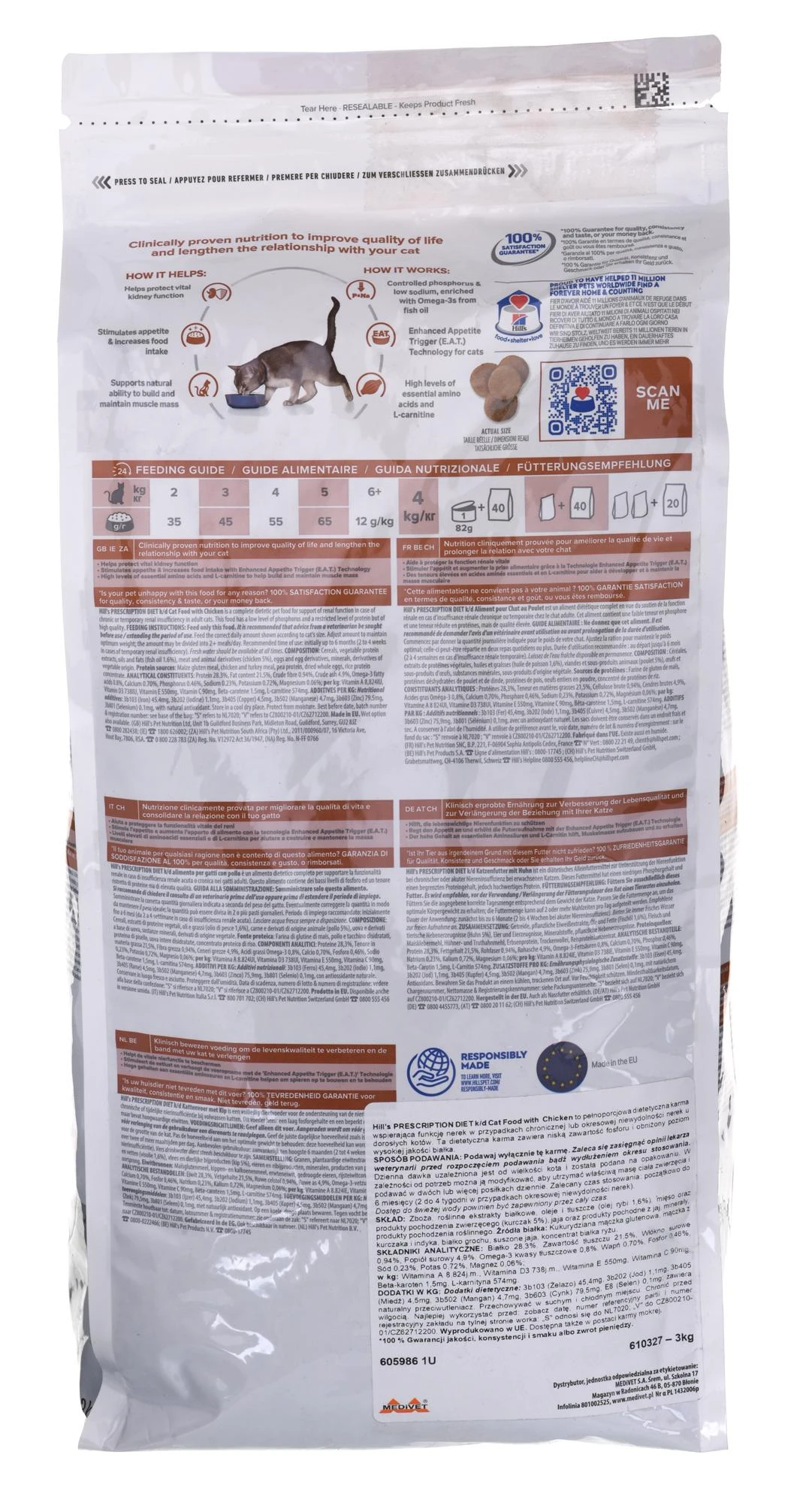 Sausas Kačių Maistas - Hill's Prescription Diet Feline K/d 3kg Vištiena