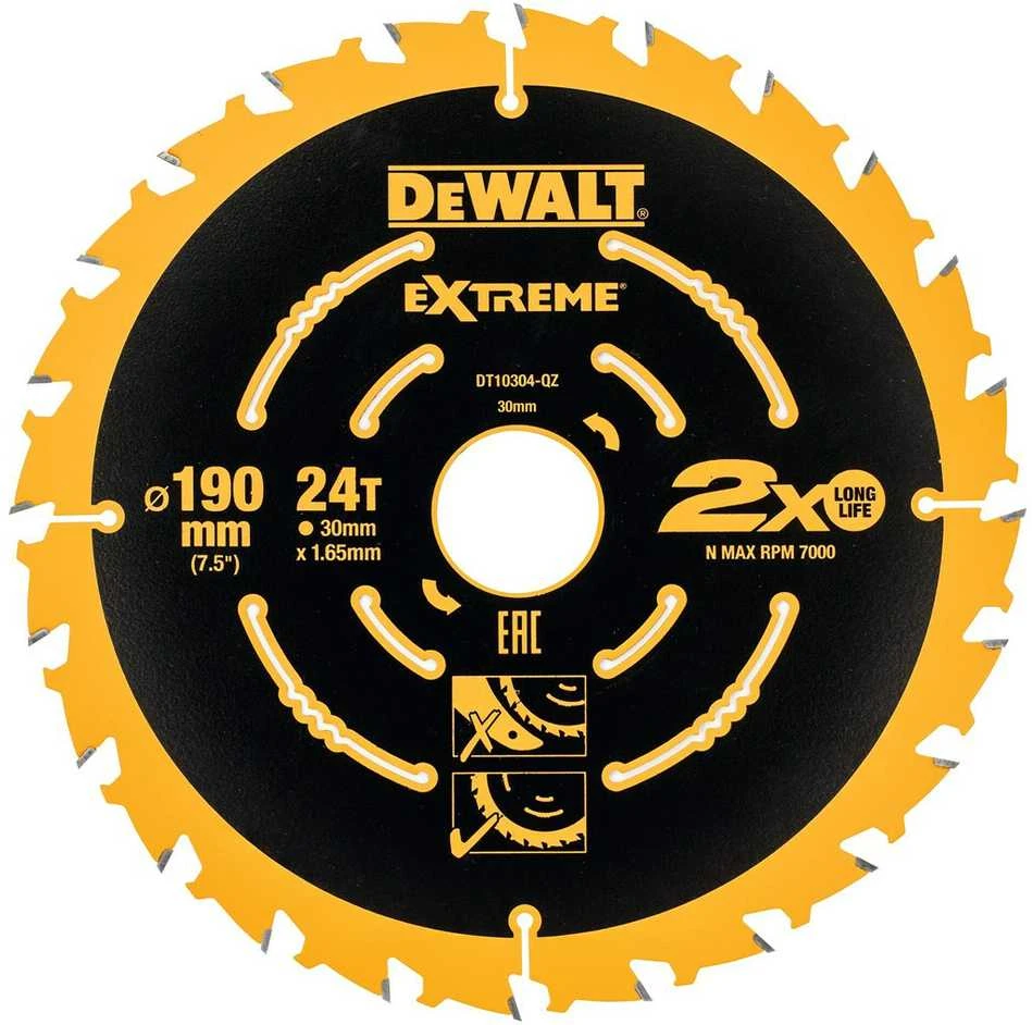 DEWALT pjovimo diskai EXTREME 190x30x1,65 24T 3 vnt