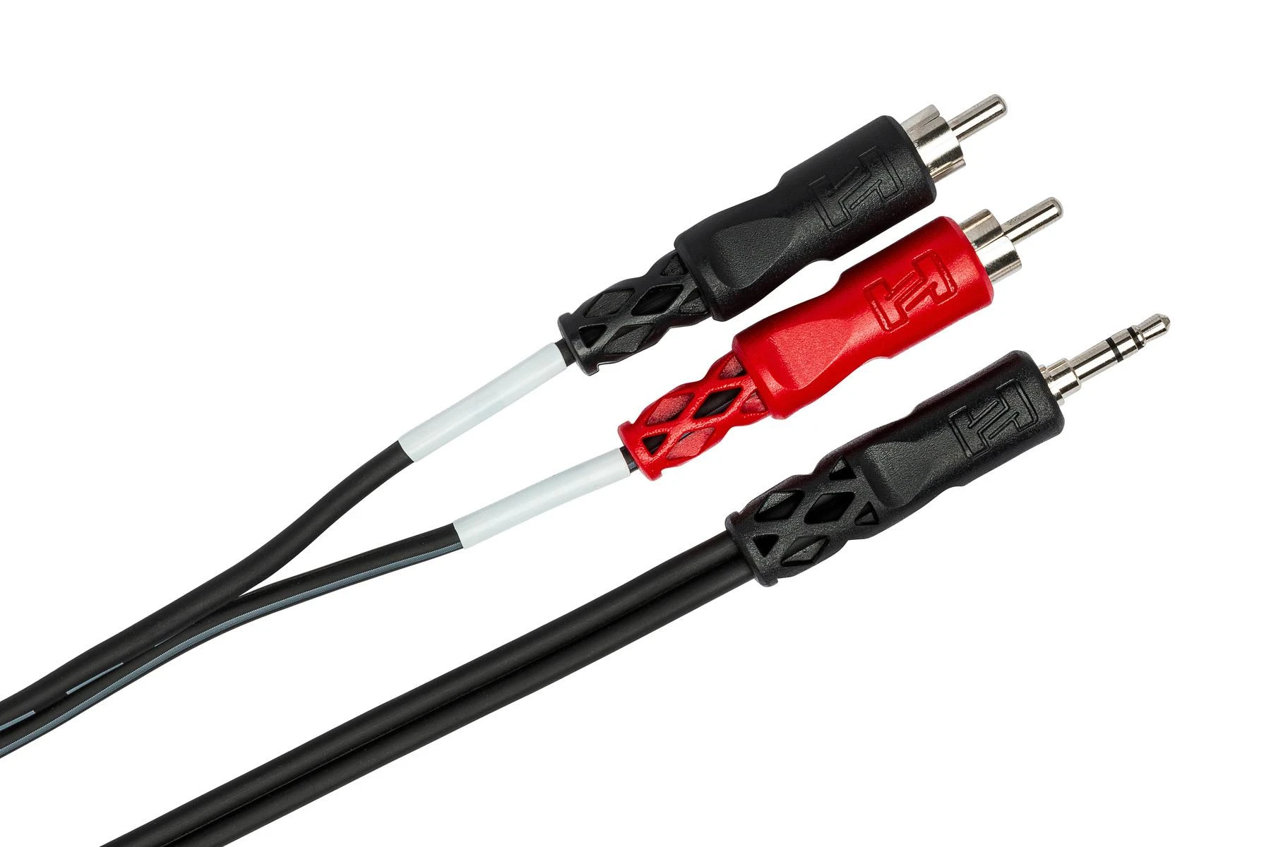 Hosa audio kabelio jungtys: 3.5mm TRS ir dvigubas RCA