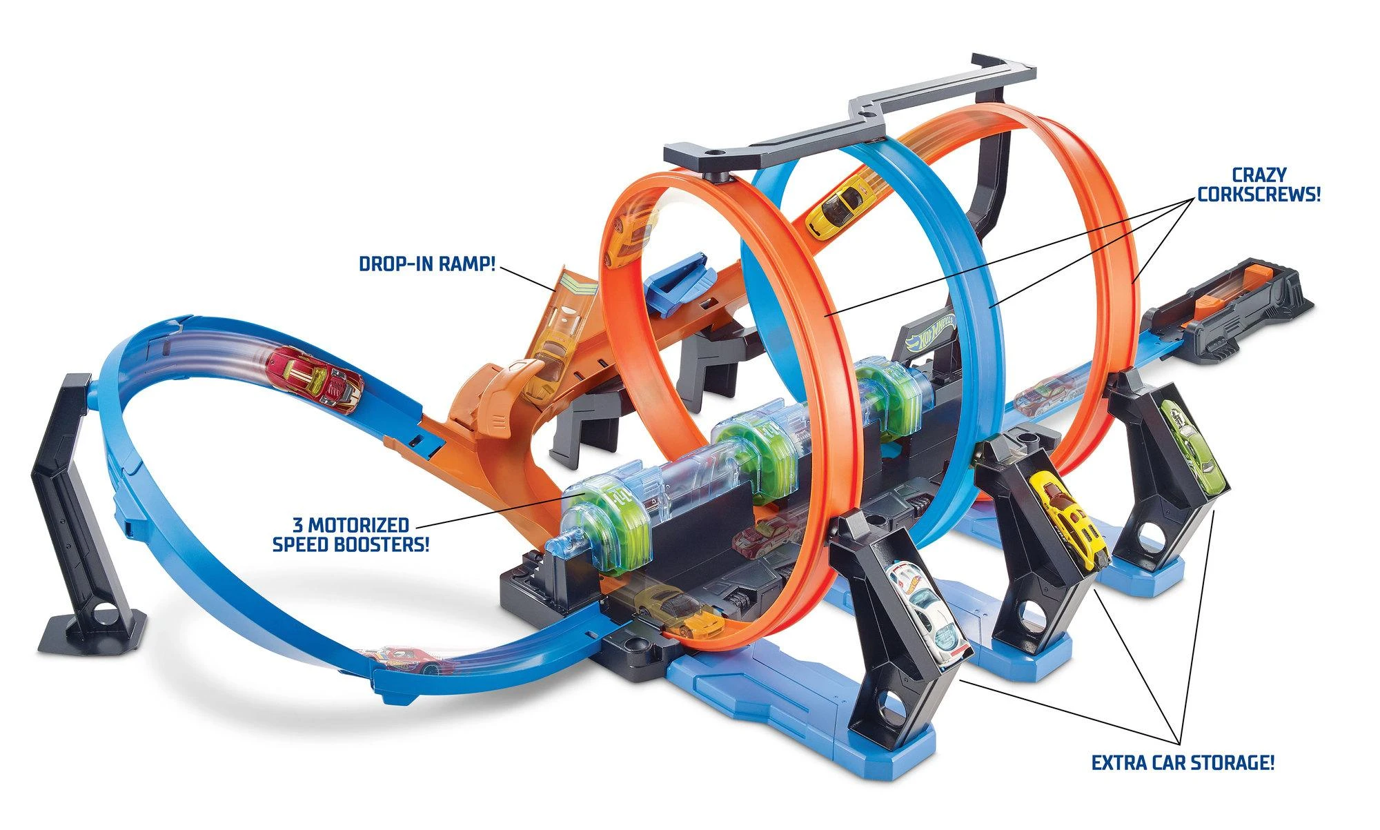 Hot Wheels Action Corkscrew Crash FTB65 lenktynių trasa su avarijų efektu