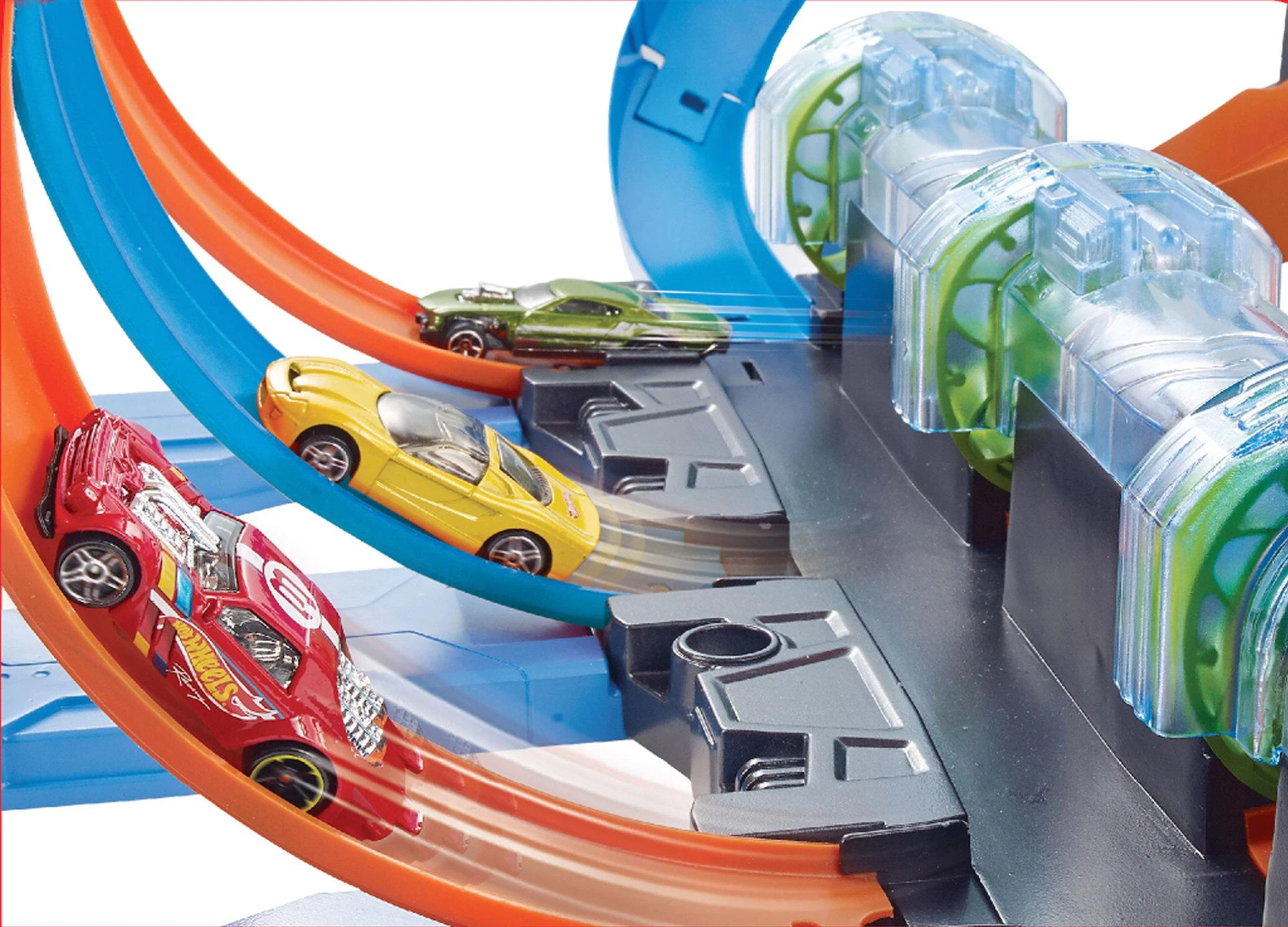 Hot Wheels Action Corkscrew Crash FTB65 lenktynių trasa su avarijų efektu