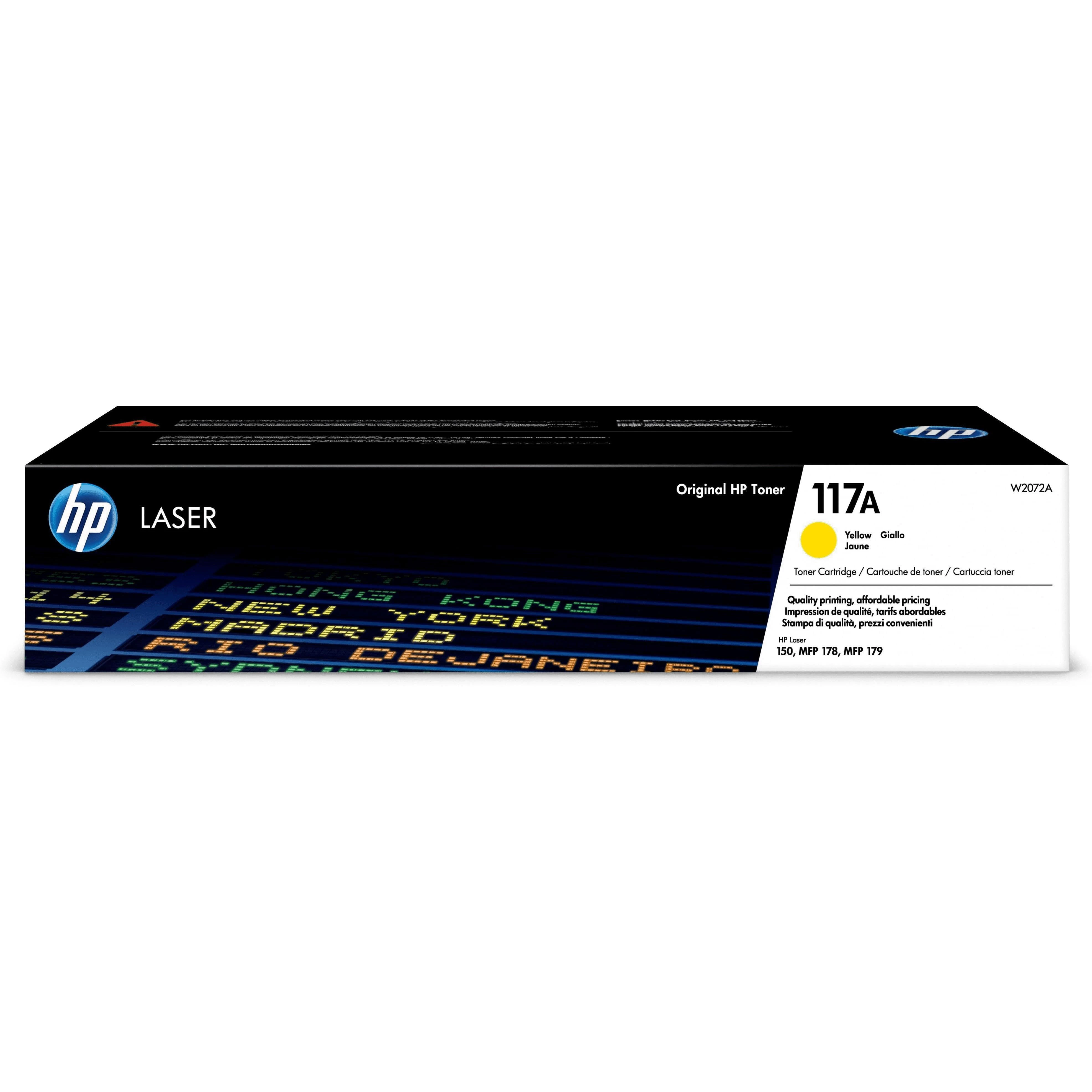 Hewlett Packard (HP) HP 117A geltona lazerinio spausdintuvo tonerio kasetė, 700 puslapių, skirta HP spalvotam lazeriniam spausdintuvui 150, 178, 179