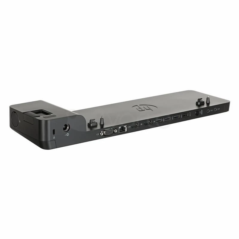 Hewlett Packard (HP) „HP UltraSlim“ prijungimo stotis 65 W – 4 x USB 3.0, 2 x DisplayPort 1.2, 1 x VGA, 1 x RJ-45, 1 x Linijinis įvestis, 1 x Linijinis išvestis