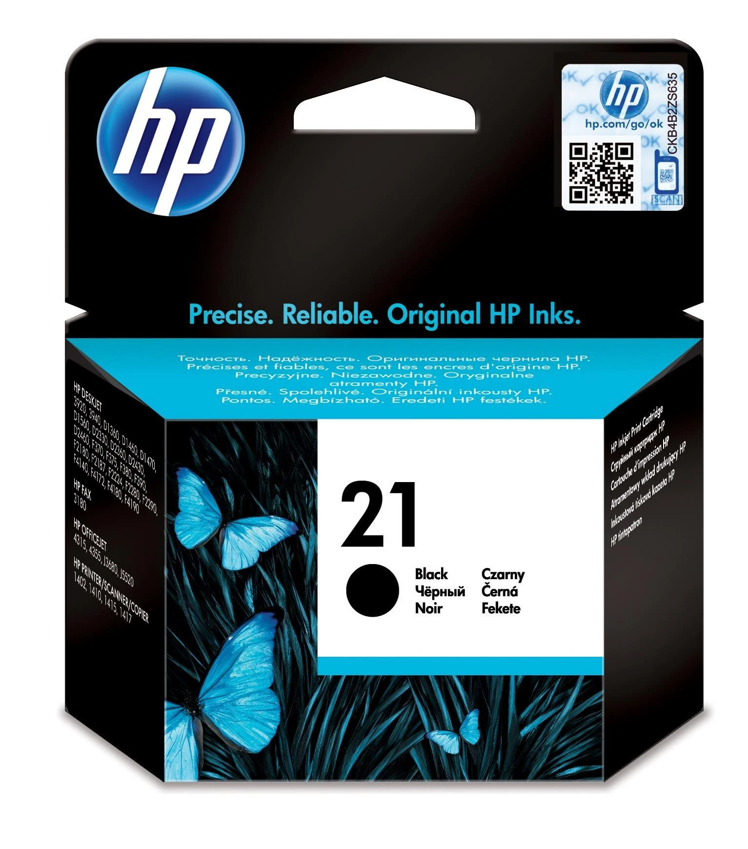 Hewlett Packard (HP) HP 21 originali rašalo kasetė, juoda, standartinės talpos, 5 ml, 190 puslapių, 1 pakuotė