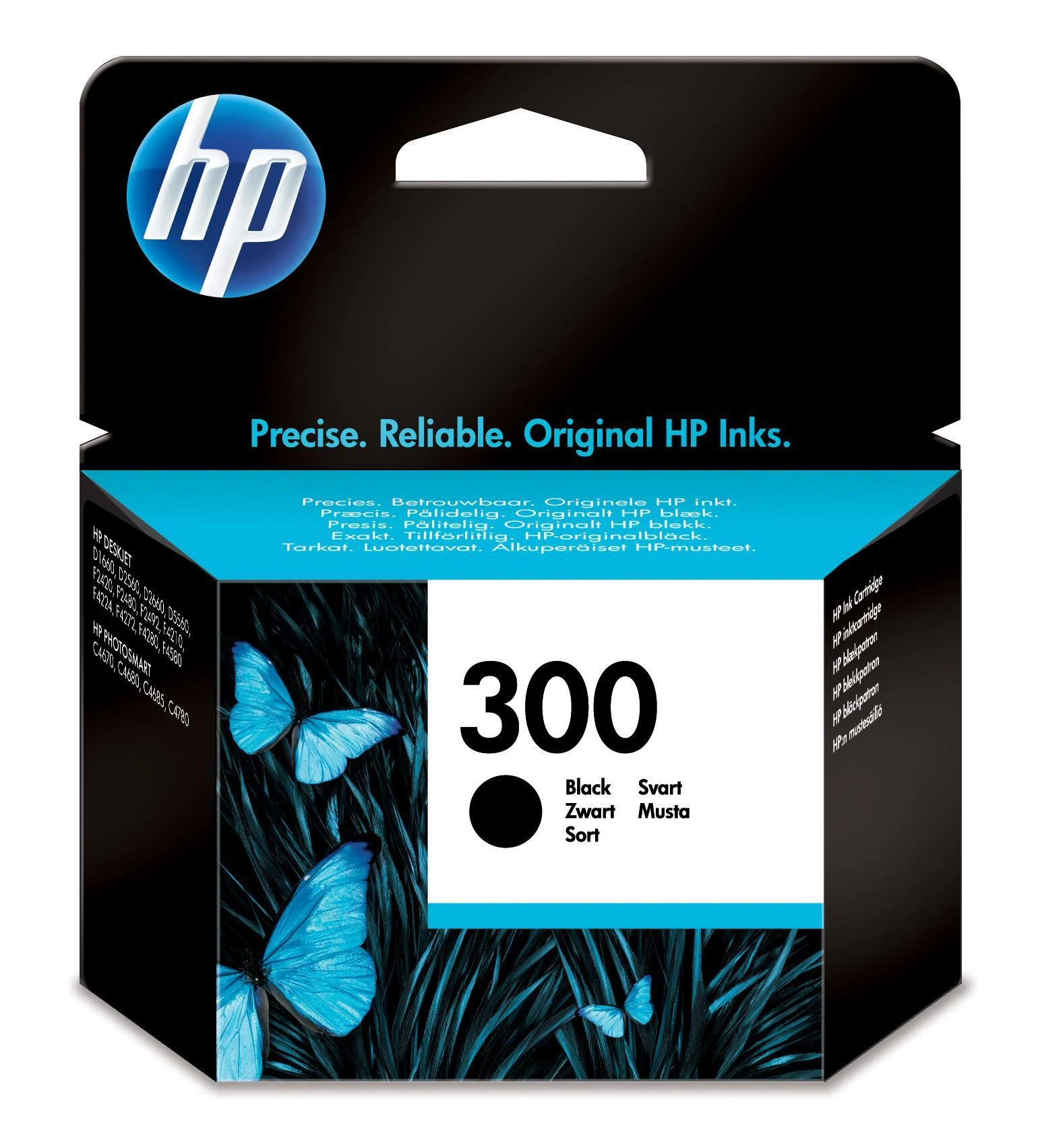 Hewlett Packard (HP) HP 300 Juodas rašalo kasetė su Vivera rašalu, 200 puslapių, skirta HP DeskJet D2560, F4280, F4500