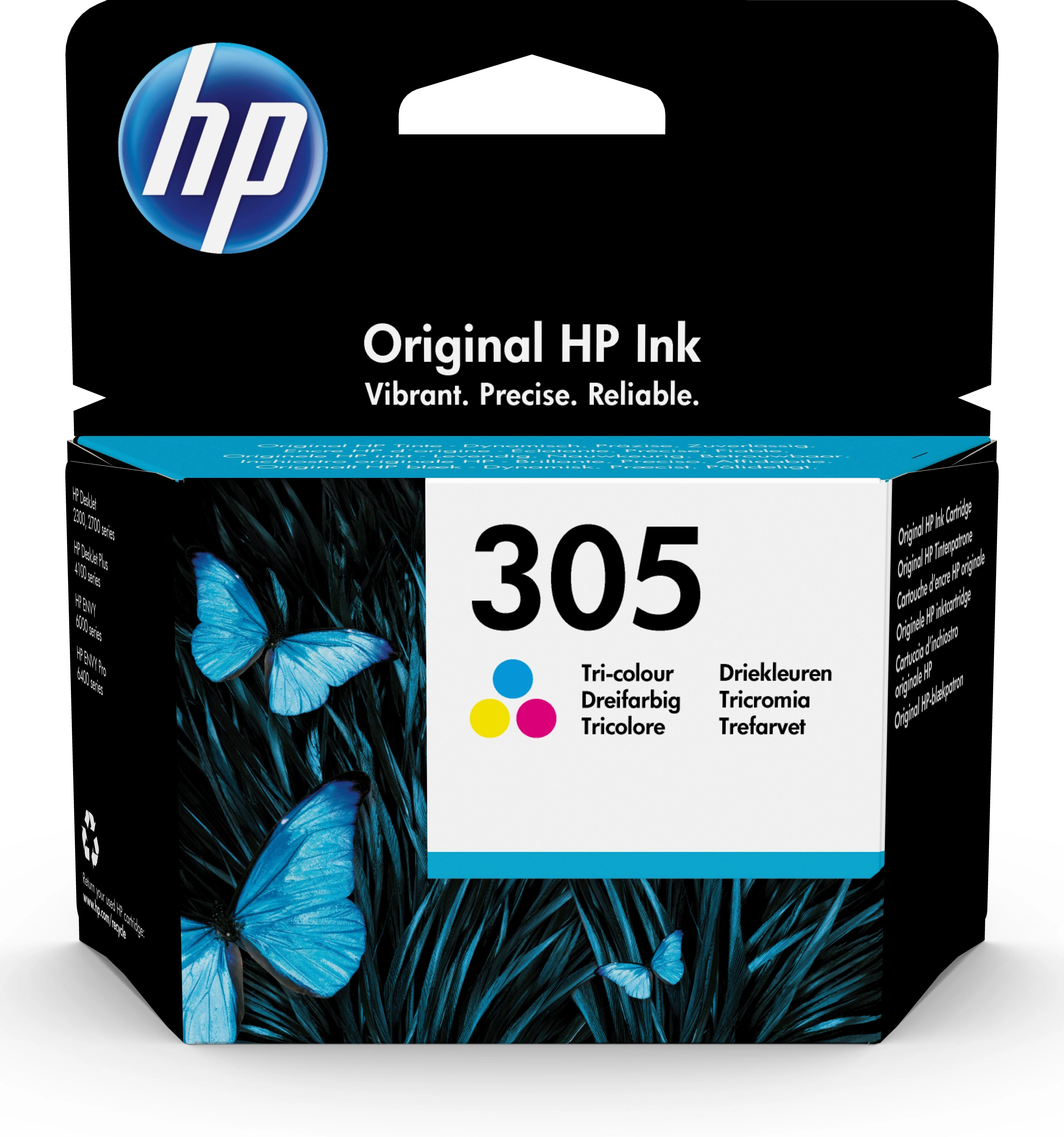 Hewlett Packard (HP) HP 305 trispalvės rašalo kasetės, 100 puslapių, skirtos HP DeskJet 2300, 2710, 2720, Plus 4100