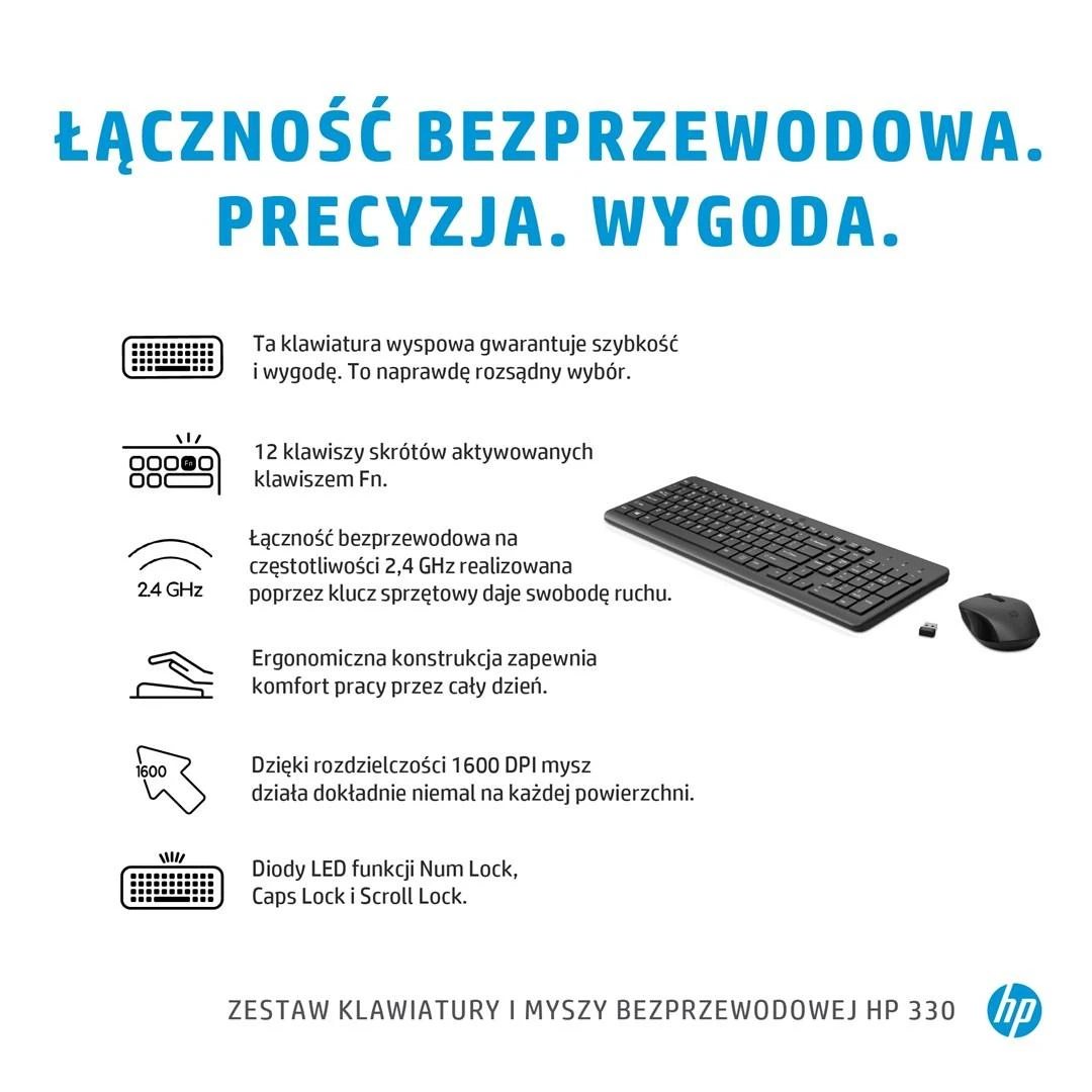 Hewlett Packard (HP) HP 330 belaidė pelė ir klaviatūra (LT)